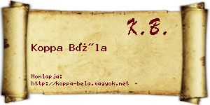 Koppa Béla névjegykártya