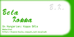 bela koppa business card